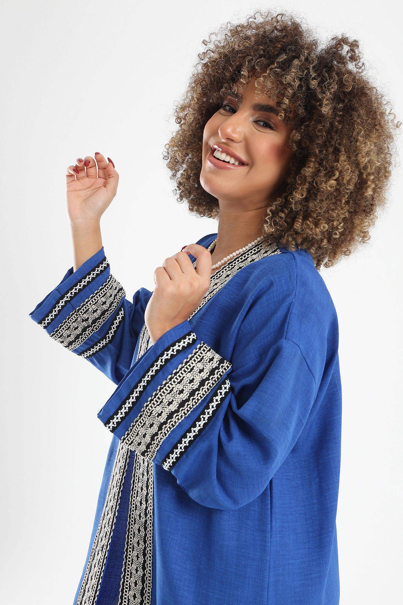 Embroidery Open Neckline Kimono - Carina - ÙƒØ§Ø±ÙŠÙ†Ø§