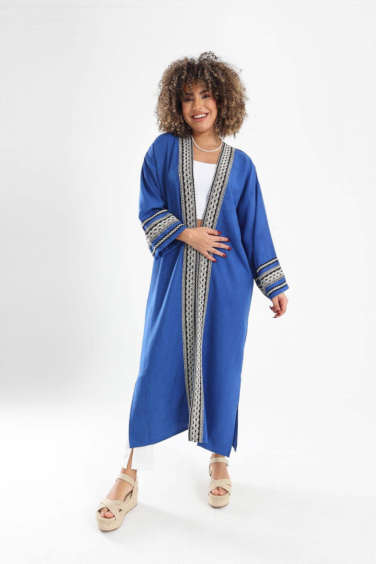 Embroidery Open Neckline Kimono - Carina - ÙƒØ§Ø±ÙŠÙ†Ø§