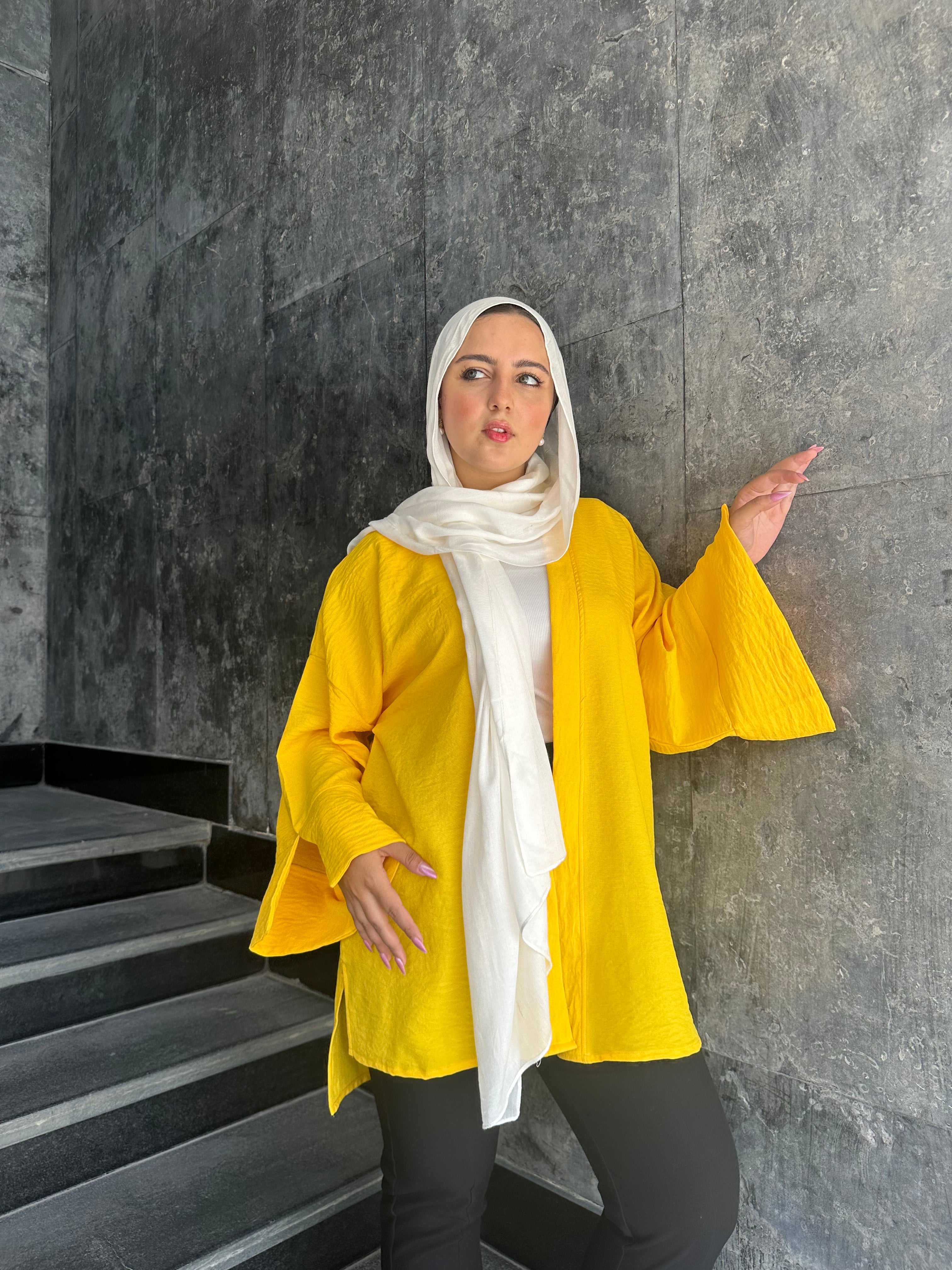 Linen Plain Kimono – Golden Yellow