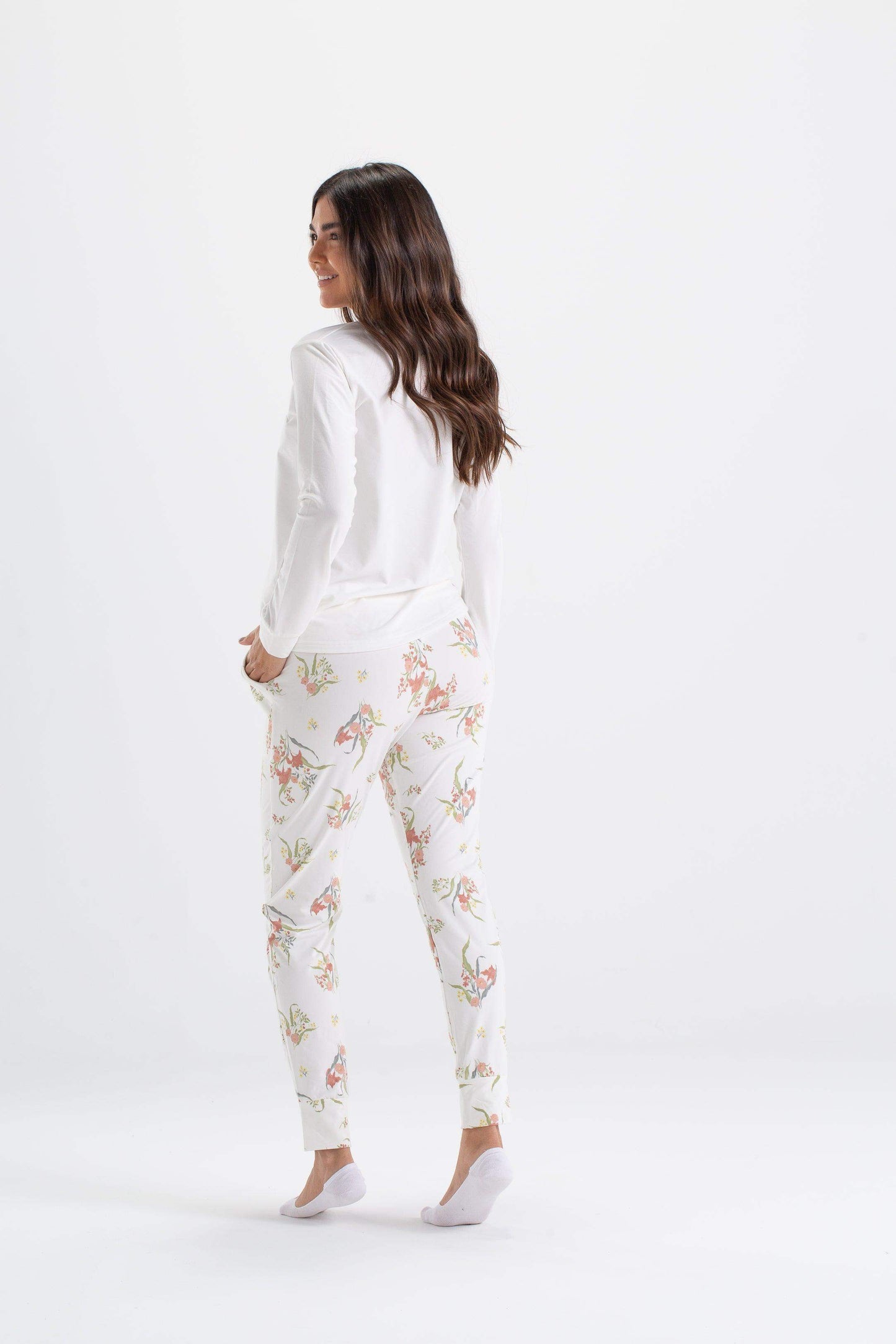 Floral Pyjama Set with Plain Top - Carina - ÙƒØ§Ø±ÙŠÙ†Ø§