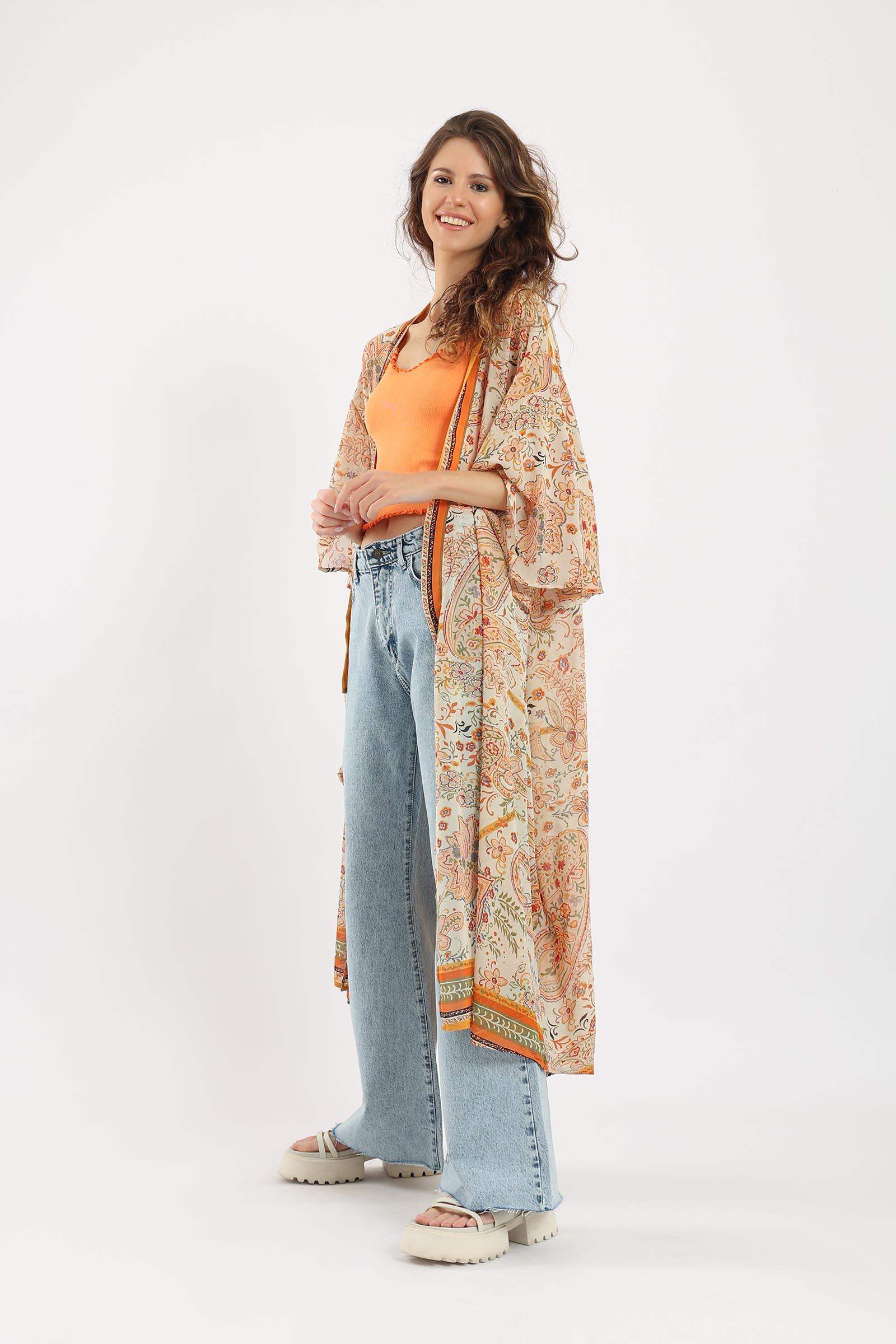 Floral Relaxed Fit Kimono - Carina - ÙƒØ§Ø±ÙŠÙ†Ø§