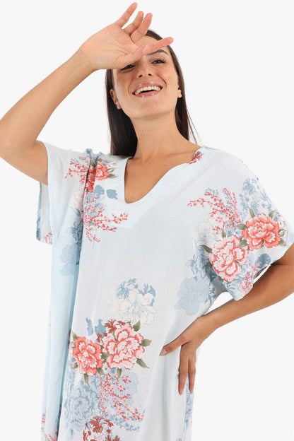 Flowery Flowy Maxi Nightgown - Carina - ÙƒØ§Ø±ÙŠÙ†Ø§