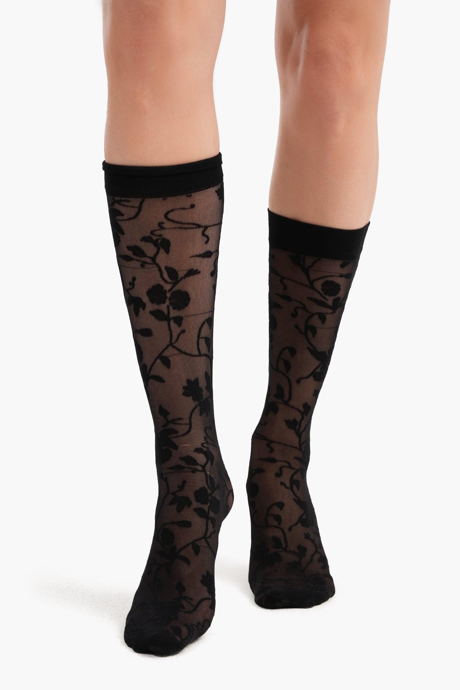 Flowery Knee High Socks - Carina - ÙƒØ§Ø±ÙŠÙ†Ø§