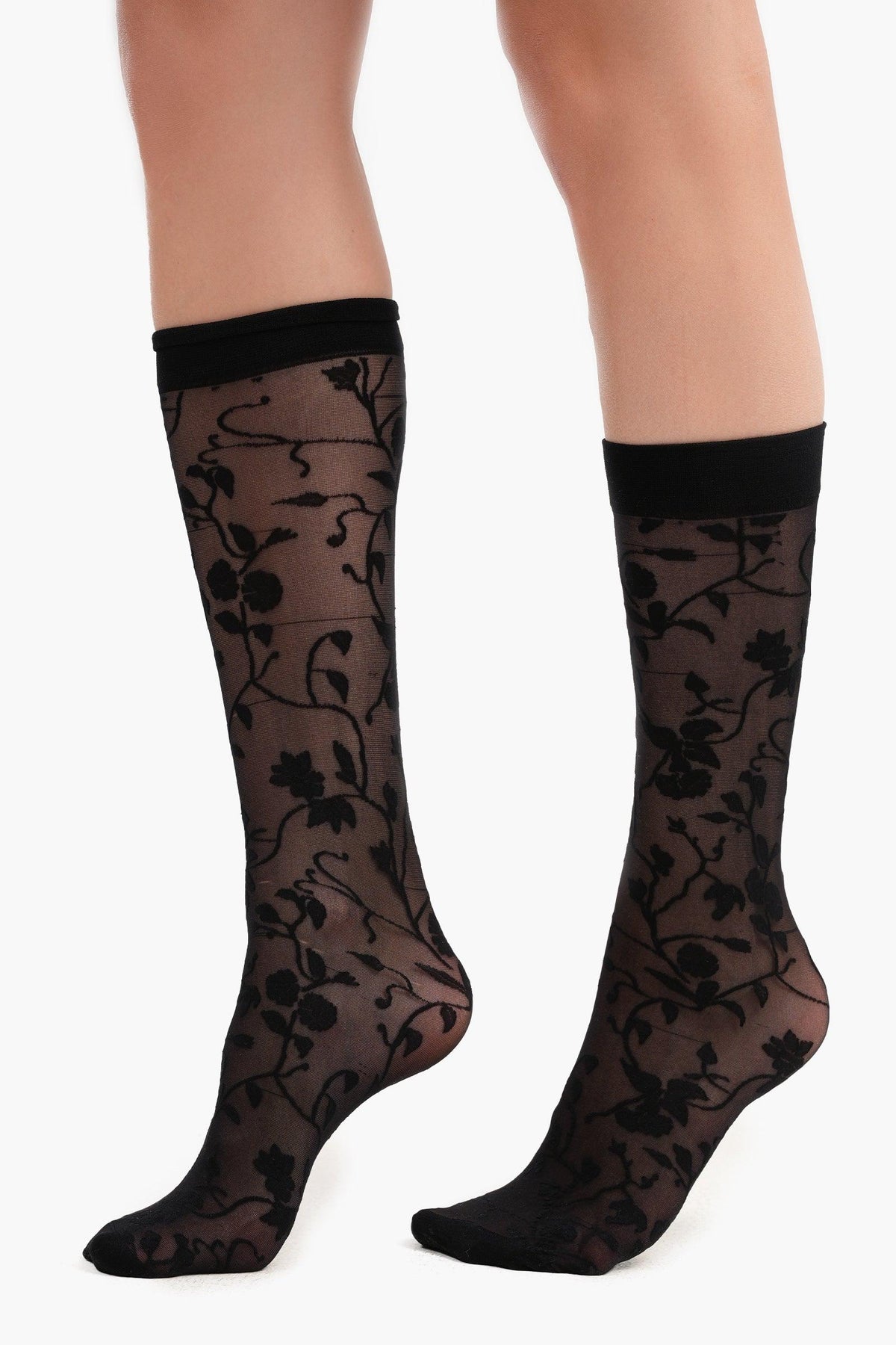 Flowery Knee High Socks - Carina - ÙƒØ§Ø±ÙŠÙ†Ø§