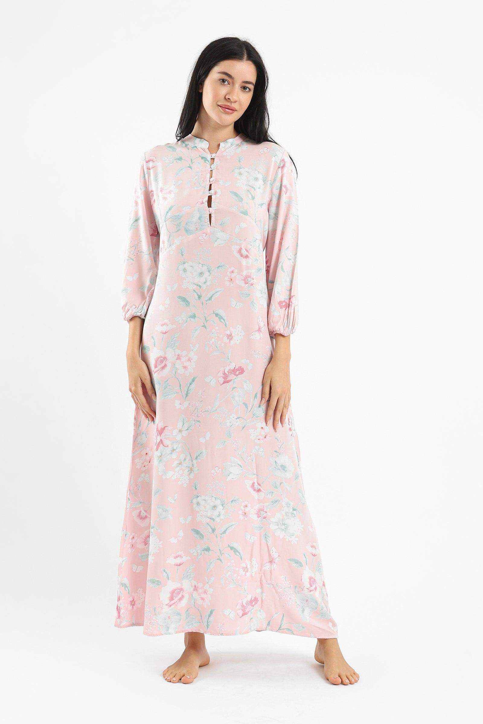 Flowery Maxi Nightgown - Carina - ÙƒØ§Ø±ÙŠÙ†Ø§