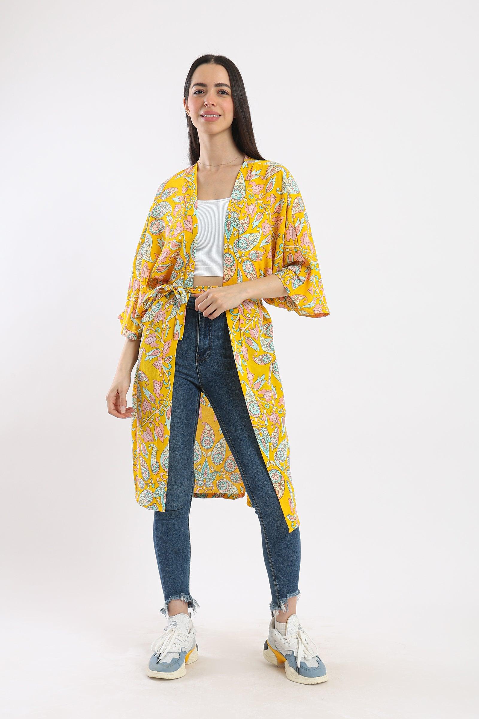 Flowery Printed Kimono - Clue Wear