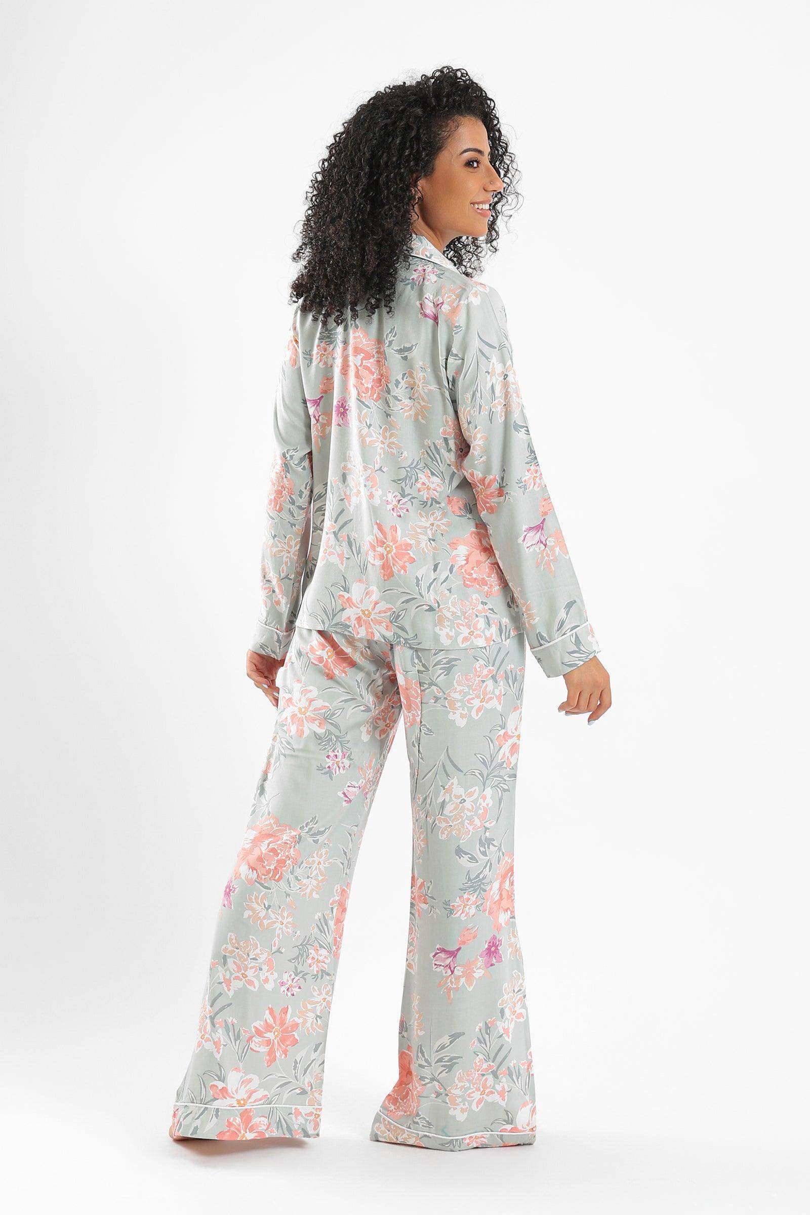 Flowery Viscose Pyjama Set - Carina - ÙƒØ§Ø±ÙŠÙ†Ø§