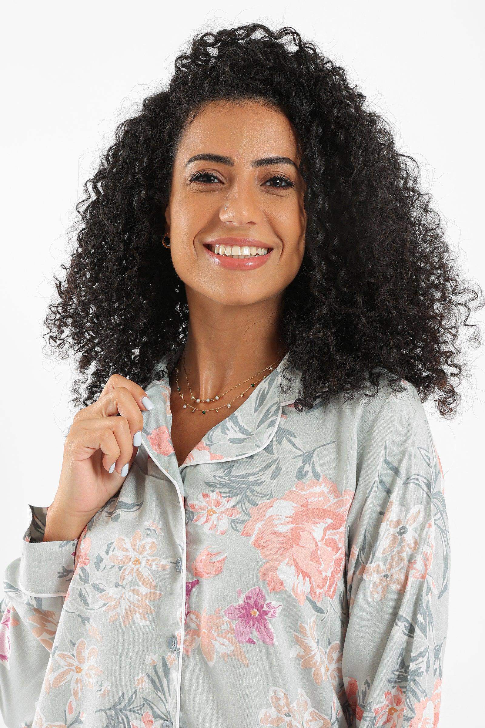 Flowery Viscose Pyjama Set - Carina - ÙƒØ§Ø±ÙŠÙ†Ø§