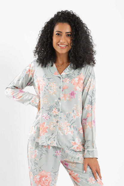 Flowery Viscose Pyjama Set - Carina - ÙƒØ§Ø±ÙŠÙ†Ø§