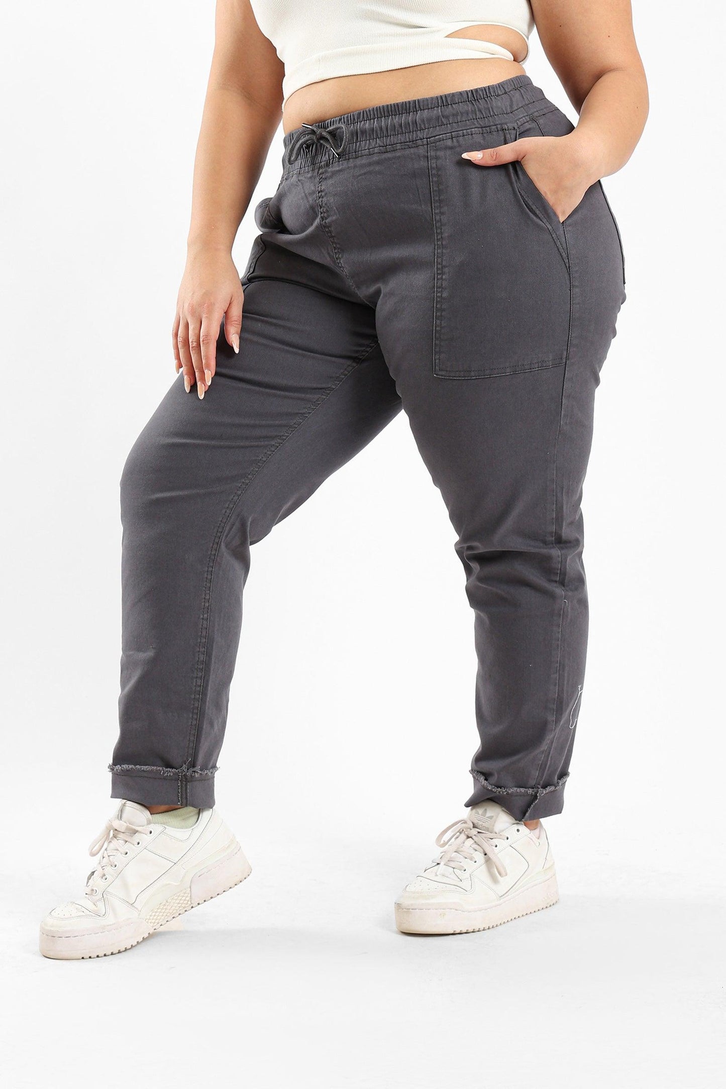 Folded Hem Jogger Pants - Clue Wear