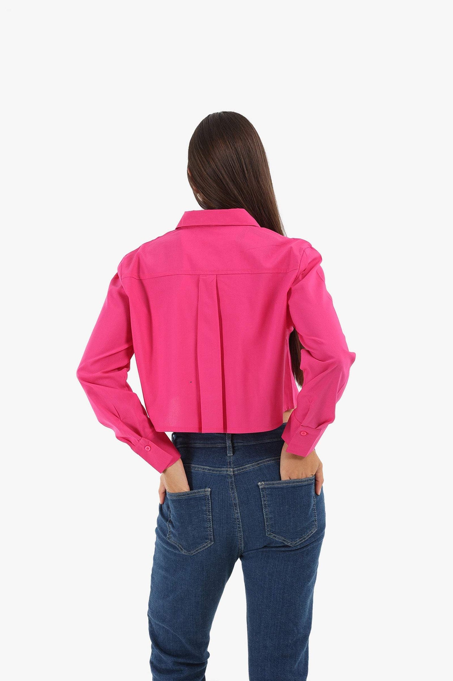 Fuchsia Casual Cropped Shirt - Carina - ÙƒØ§Ø±ÙŠÙ†Ø§