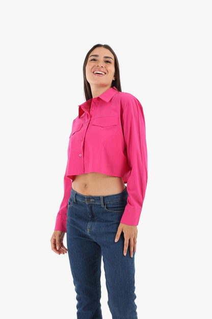 Fuchsia Casual Cropped Shirt - Carina - ÙƒØ§Ø±ÙŠÙ†Ø§