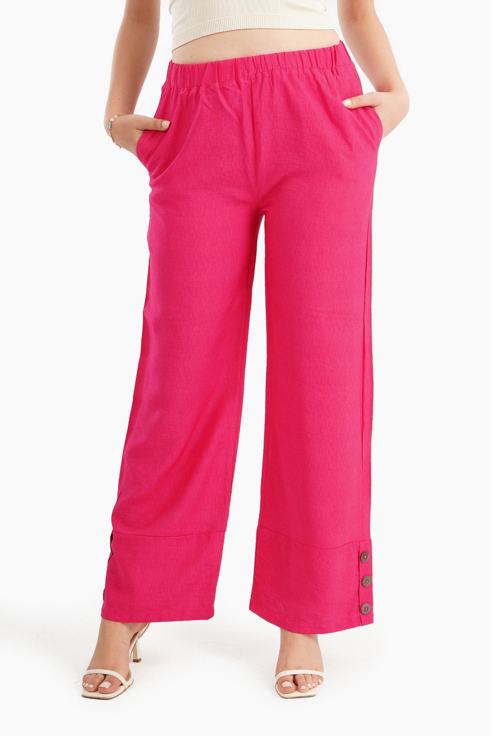 Fuchsia Linen Lounge Pants - Carina - ÙƒØ§Ø±ÙŠÙ†Ø§