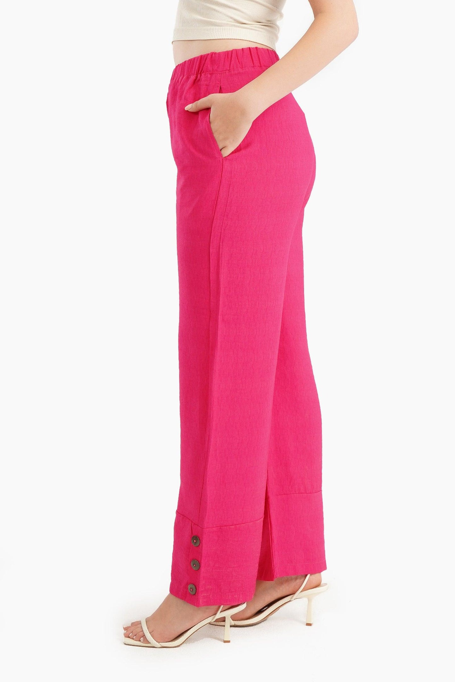 Fuchsia Linen Lounge Pants - Carina - ÙƒØ§Ø±ÙŠÙ†Ø§