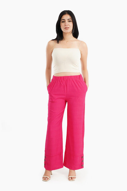 Fuchsia Linen Lounge Pants - Carina - ÙƒØ§Ø±ÙŠÙ†Ø§