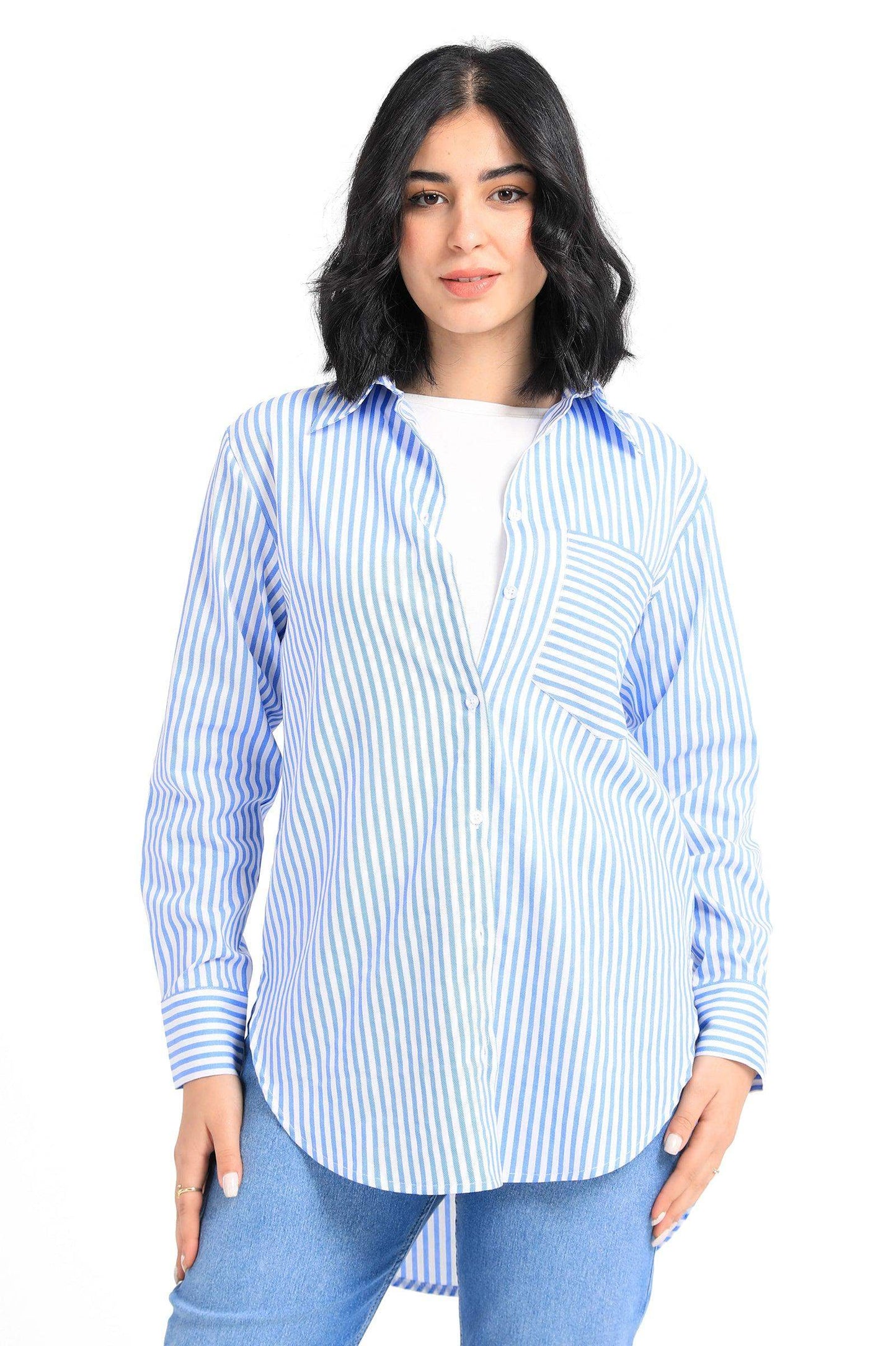 Full Placket Striped Shirt - Carina - ÙƒØ§Ø±ÙŠÙ†Ø§