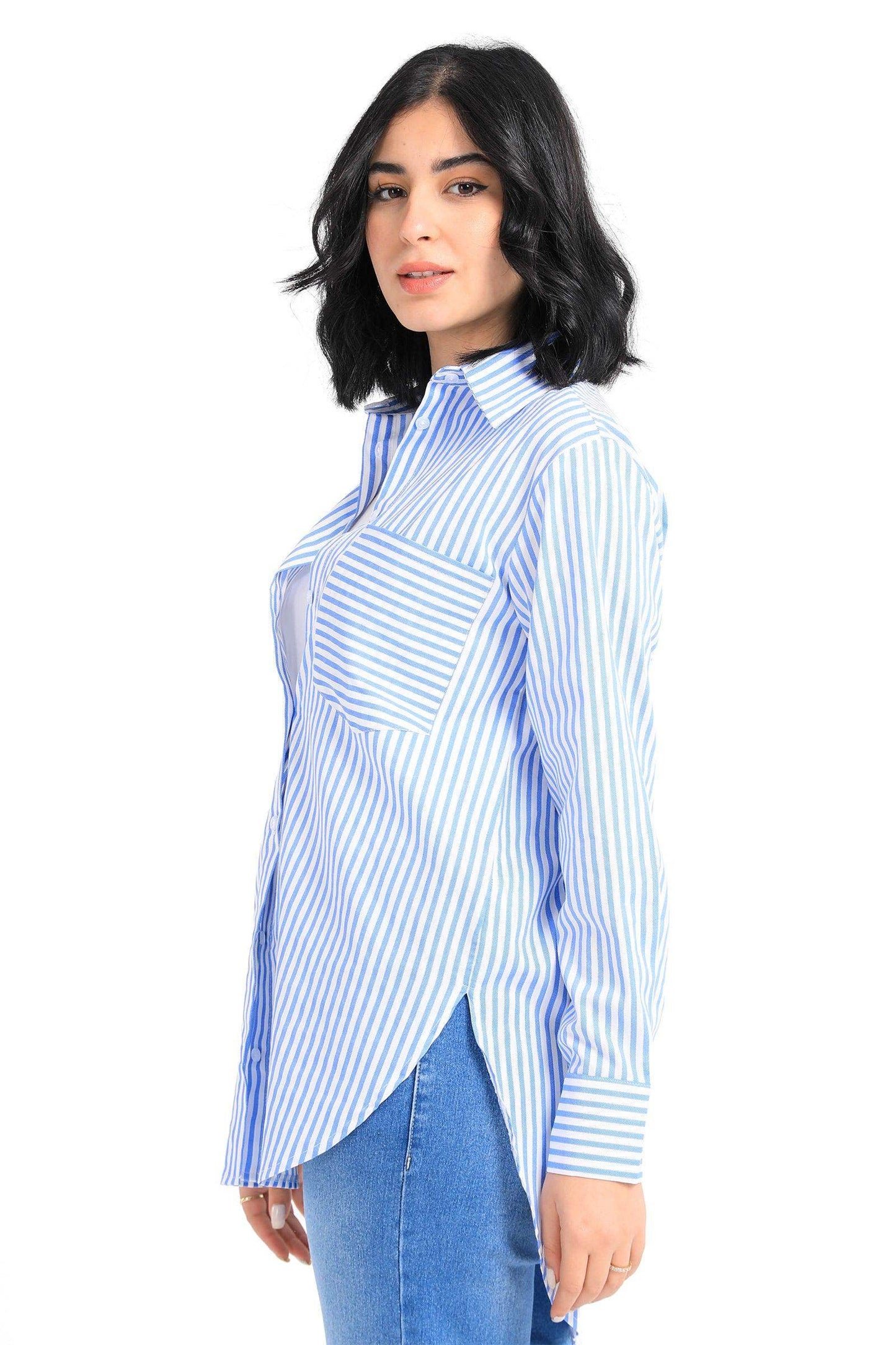 Full Placket Striped Shirt - Carina - ÙƒØ§Ø±ÙŠÙ†Ø§