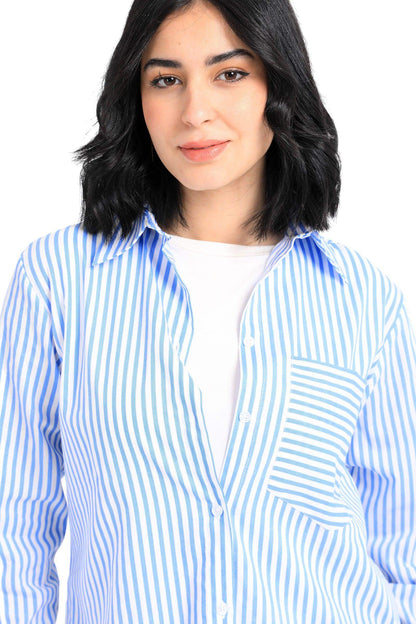 Full Placket Striped Shirt - Carina - ÙƒØ§Ø±ÙŠÙ†Ø§