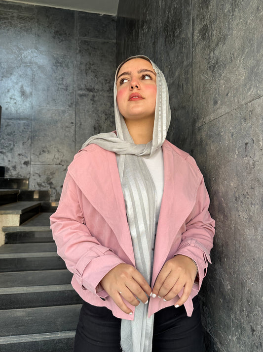 Cropped Trench Coat-Bubblegum