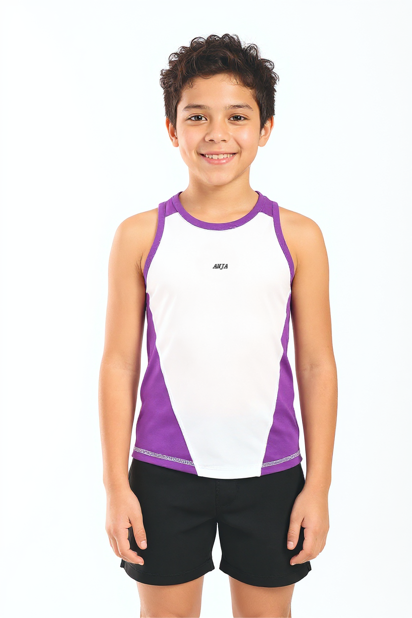 Abstract Performance Sleeveless Sport Top - Black & Pink