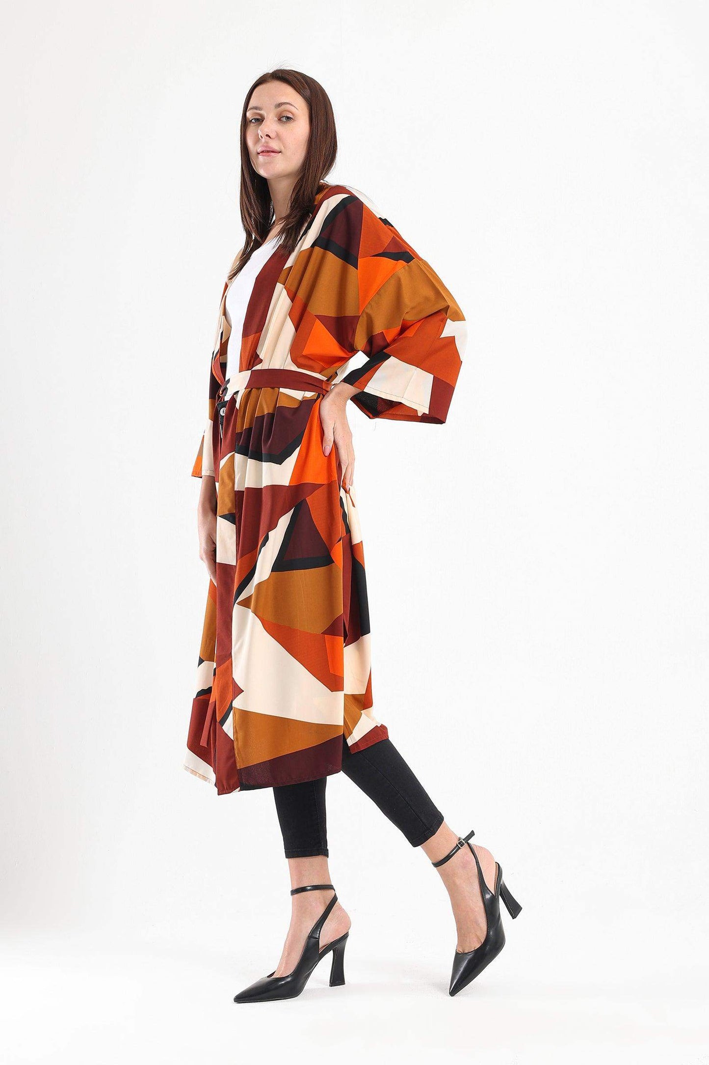 Geometrical Pattern Midi Kimono - Carina - ÙƒØ§Ø±ÙŠÙ†Ø§