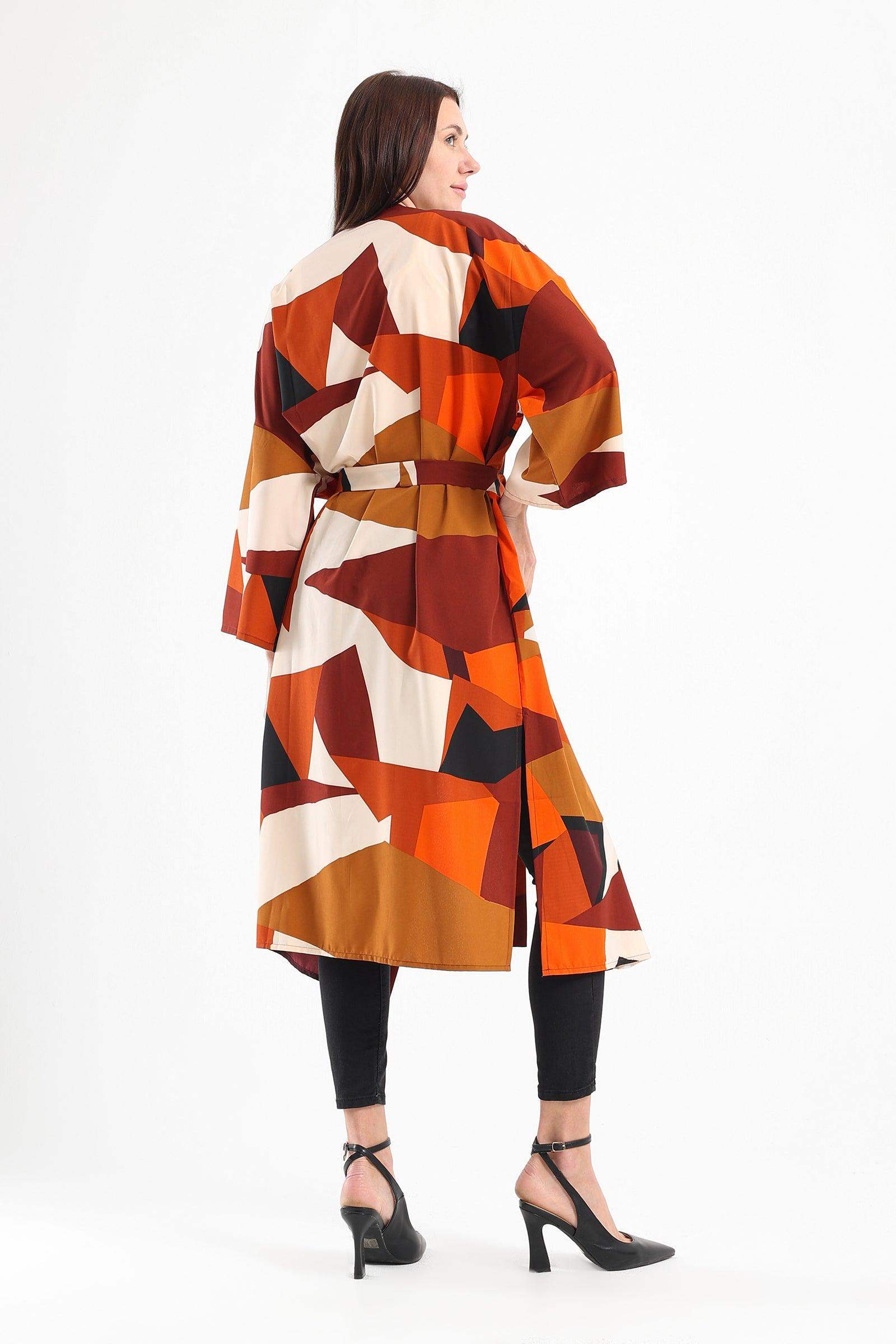 Geometrical Pattern Midi Kimono - Carina - ÙƒØ§Ø±ÙŠÙ†Ø§