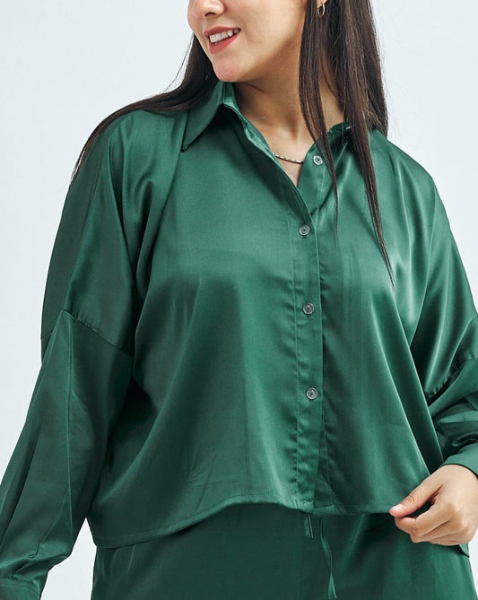 Green - Satin Shirt