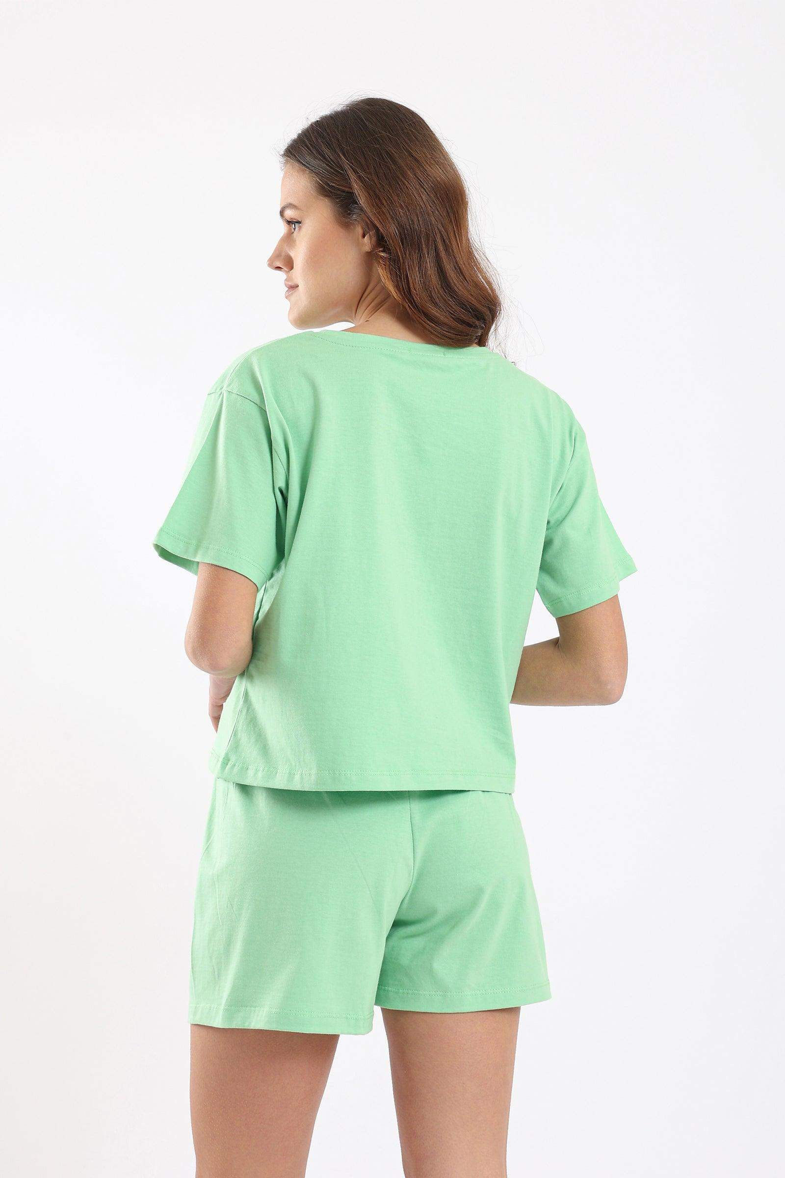 Green Short Sleeves Pyjama Set - Carina - ÙƒØ§Ø±ÙŠÙ†Ø§