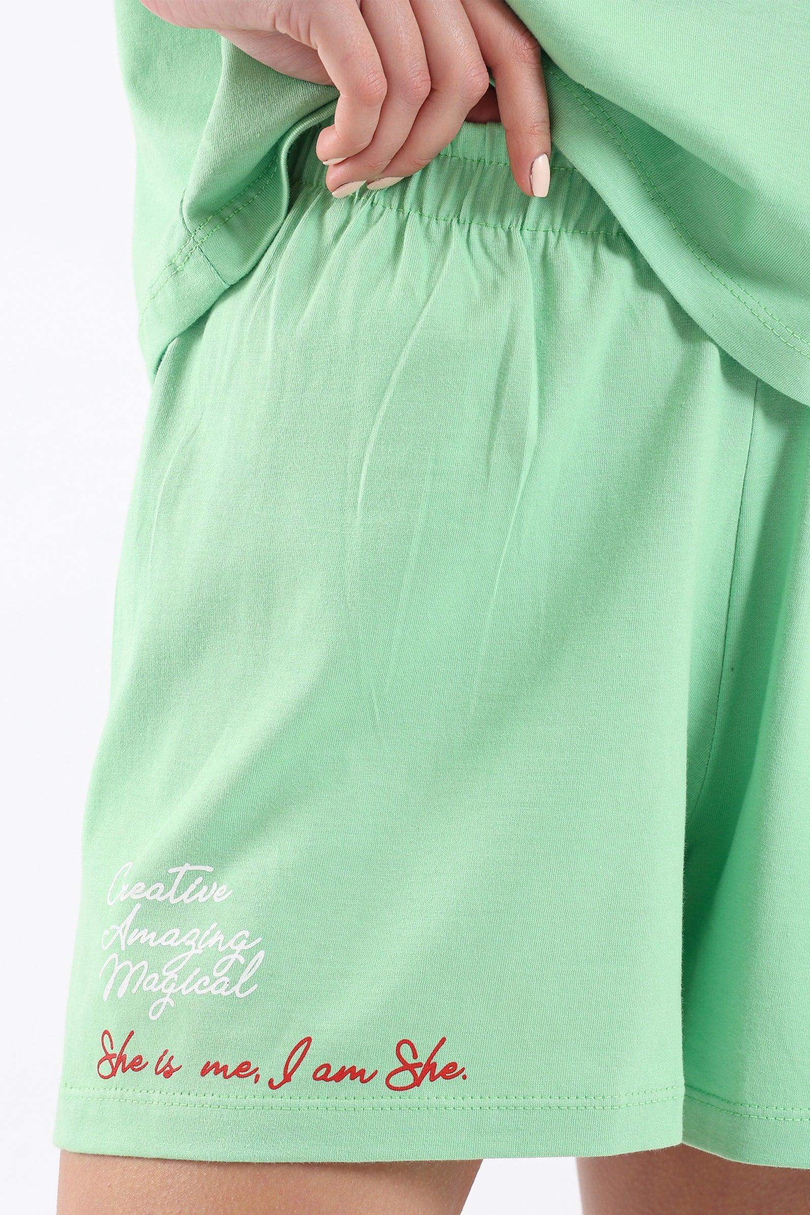 Green Short Sleeves Pyjama Set - Carina - ÙƒØ§Ø±ÙŠÙ†Ø§