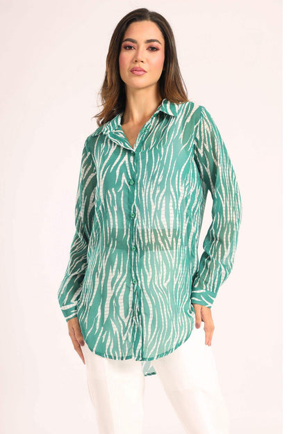 Green Zebra Print Shirt - Carina - ÙƒØ§Ø±ÙŠÙ†Ø§