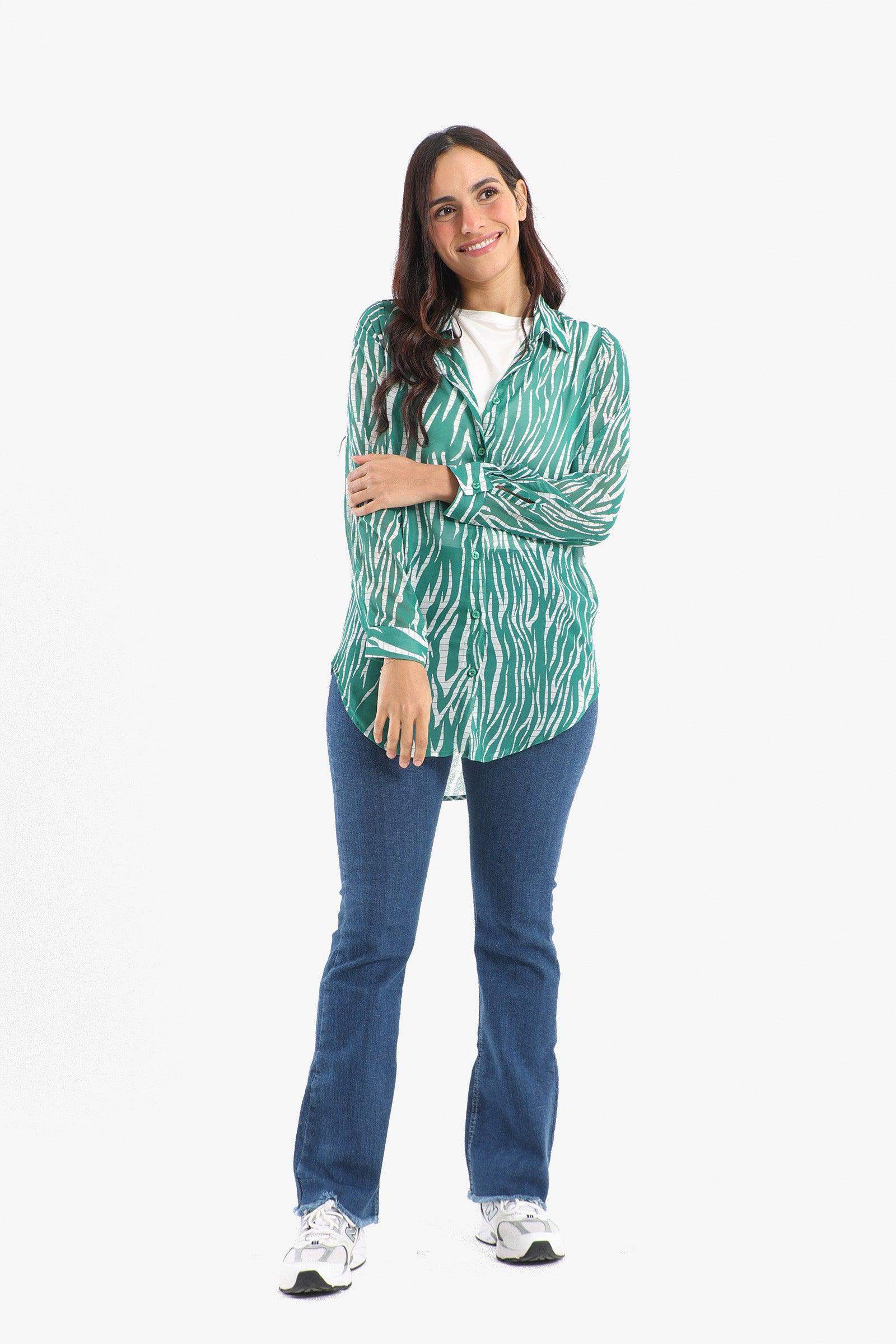 Green Zebra Print Shirt - Carina - ÙƒØ§Ø±ÙŠÙ†Ø§