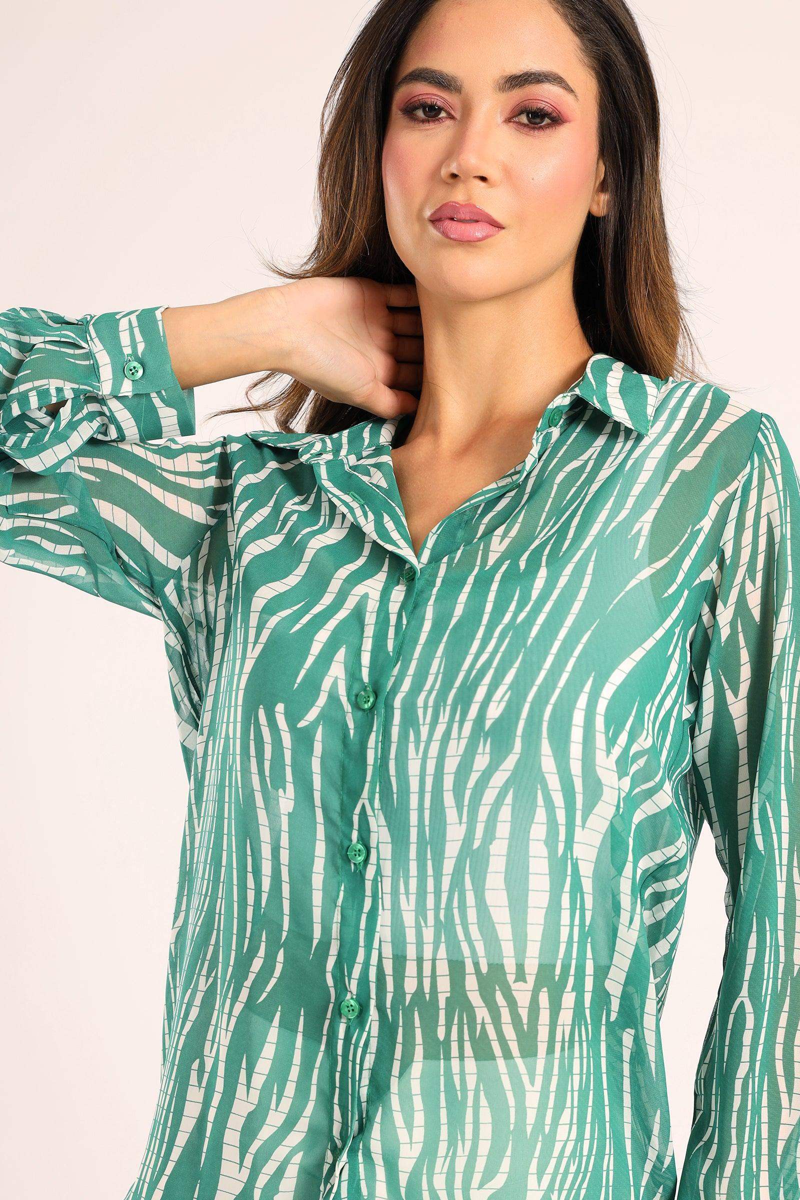 Green Zebra Print Shirt - Carina - ÙƒØ§Ø±ÙŠÙ†Ø§