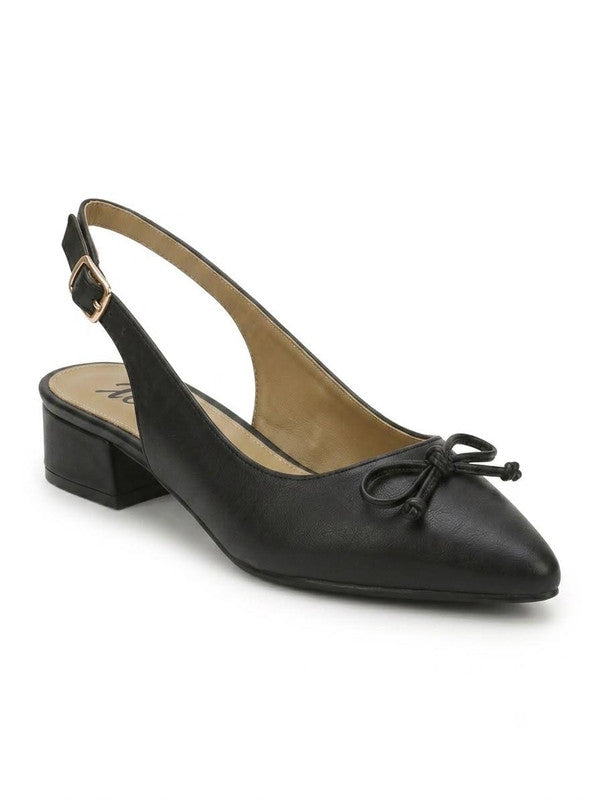 Solid Bow Slingback High Heel – Black (1606)