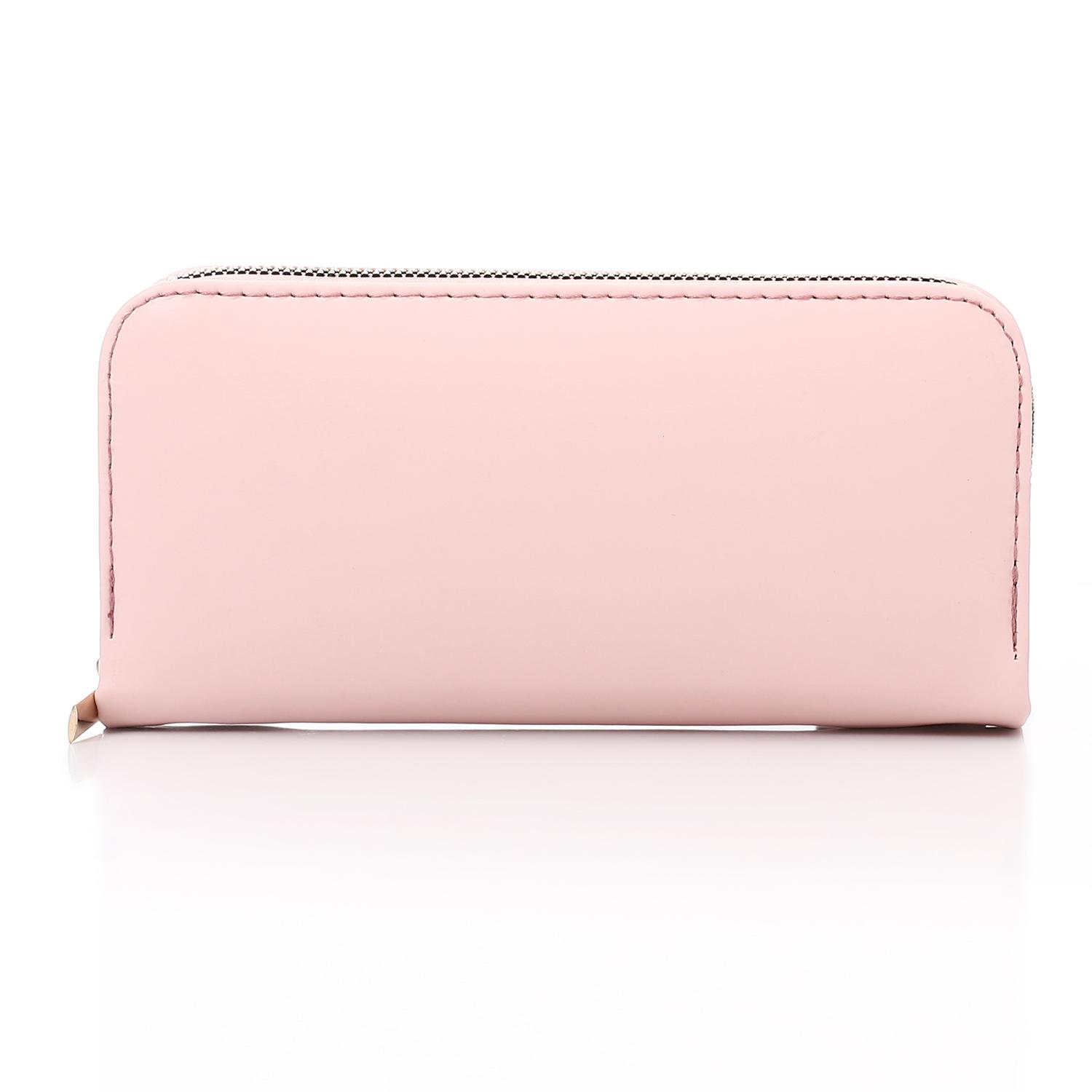 Synthetic Leather Zipped Wallet - Rose