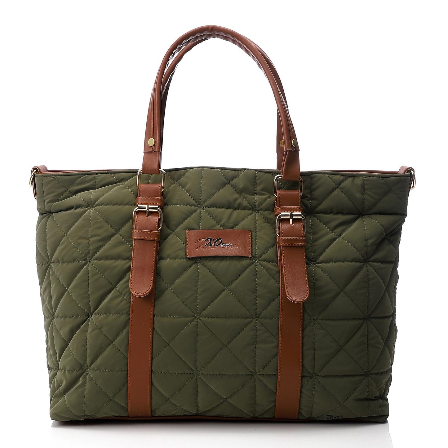 Quilted Olive Tote Bag