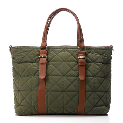 Quilted Olive Tote Bag