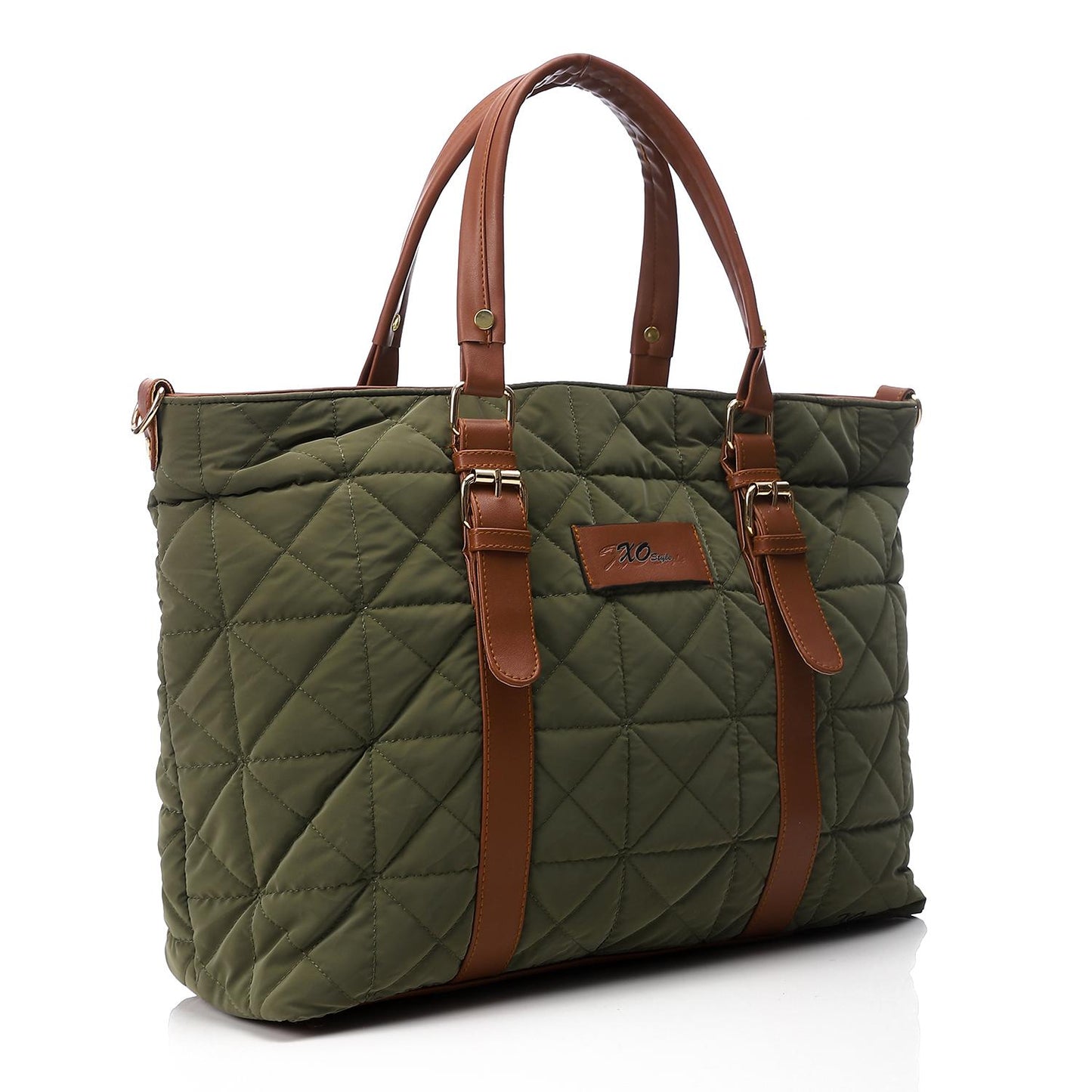 Quilted Olive Tote Bag