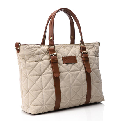 Beige Quilted Shoulder Bag