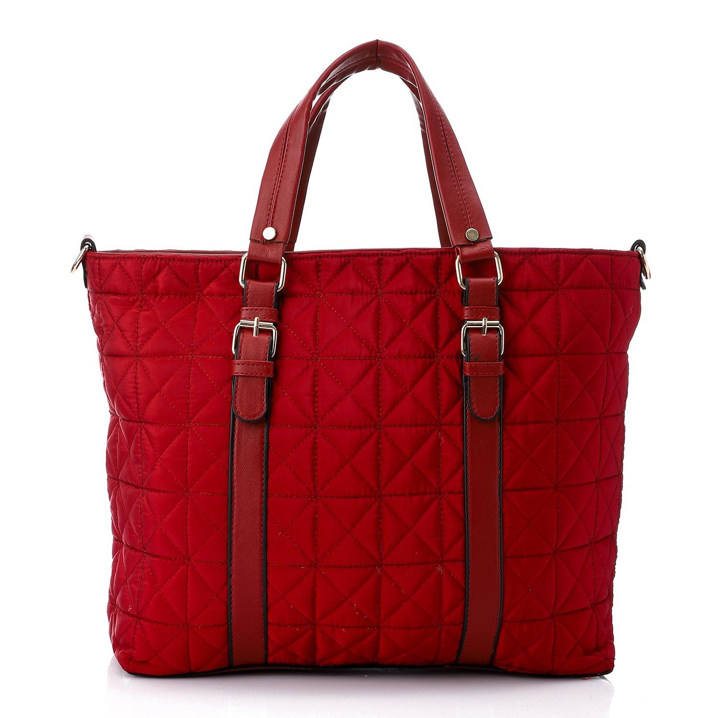 Quilted Deep Red Tote Bag