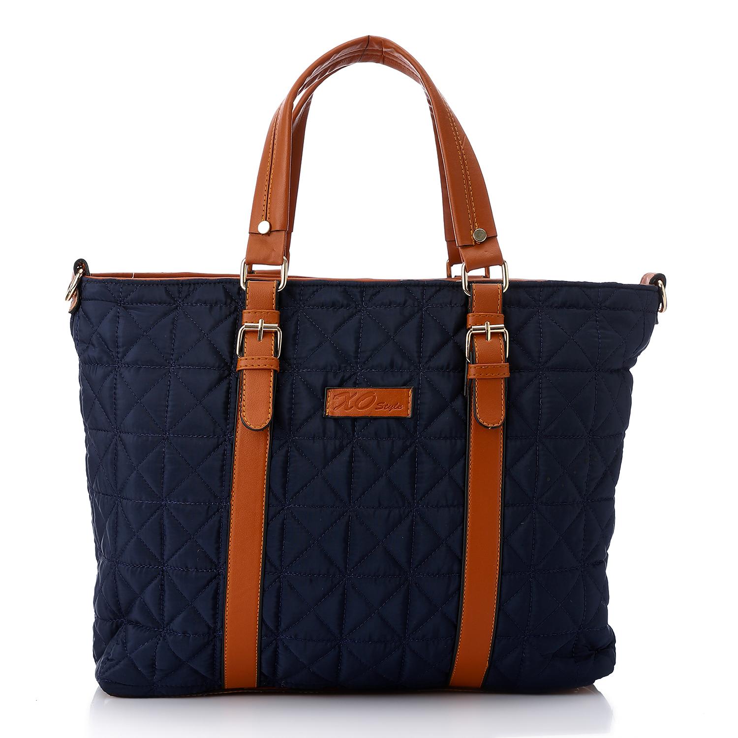 Faux Leather Tote Bag - Navy