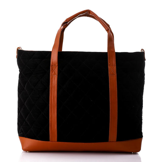 Quilted Black Tote Bag