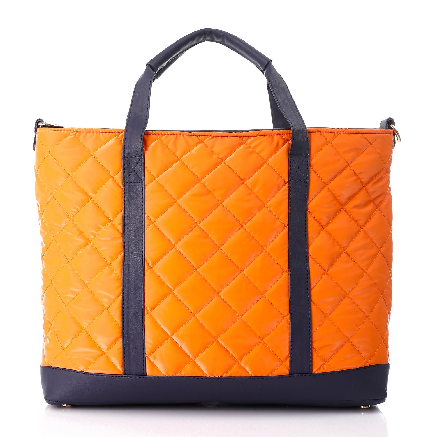 Faux Leather Hand Bag - Orange