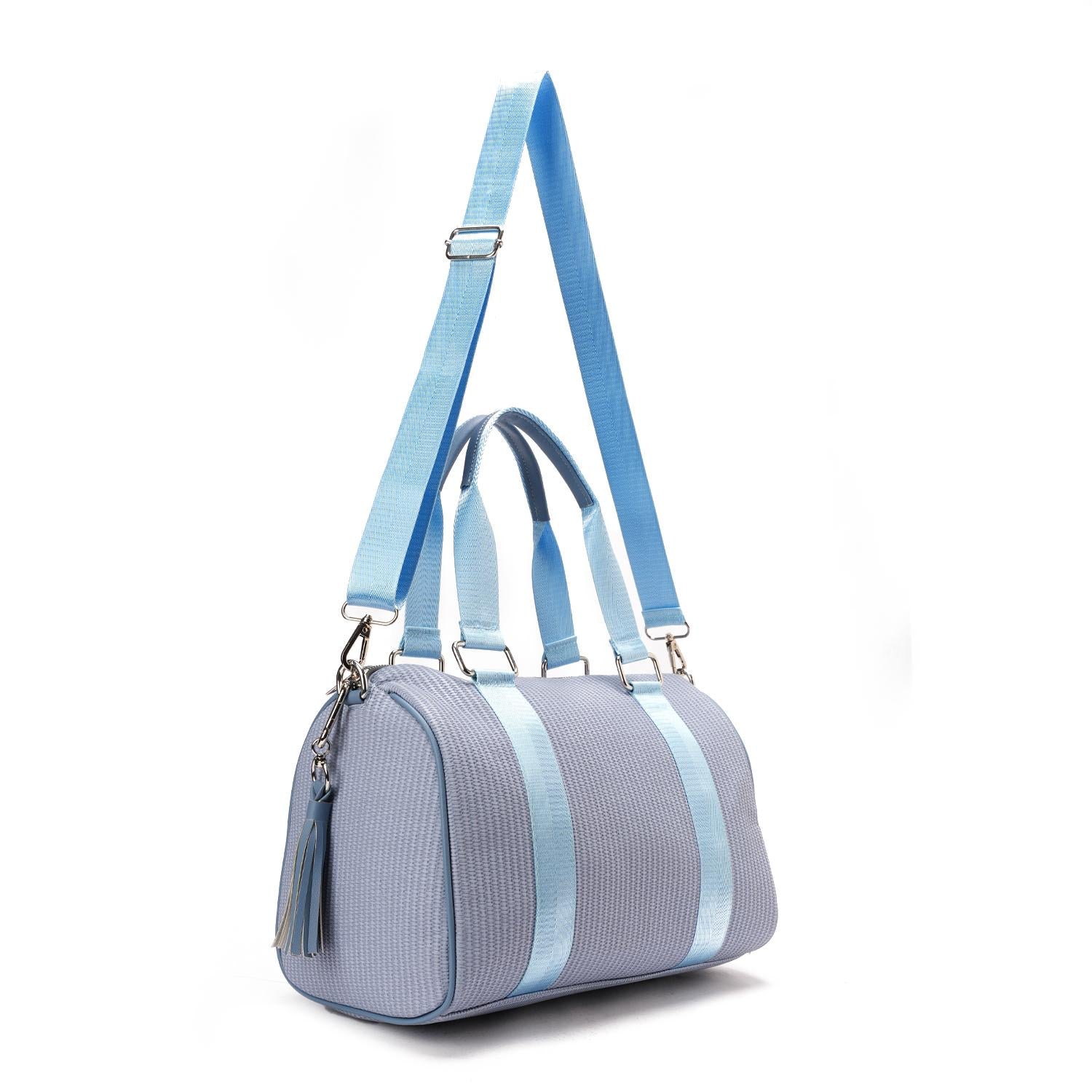 Synthetic Duffel Shoulder Bag - Blue