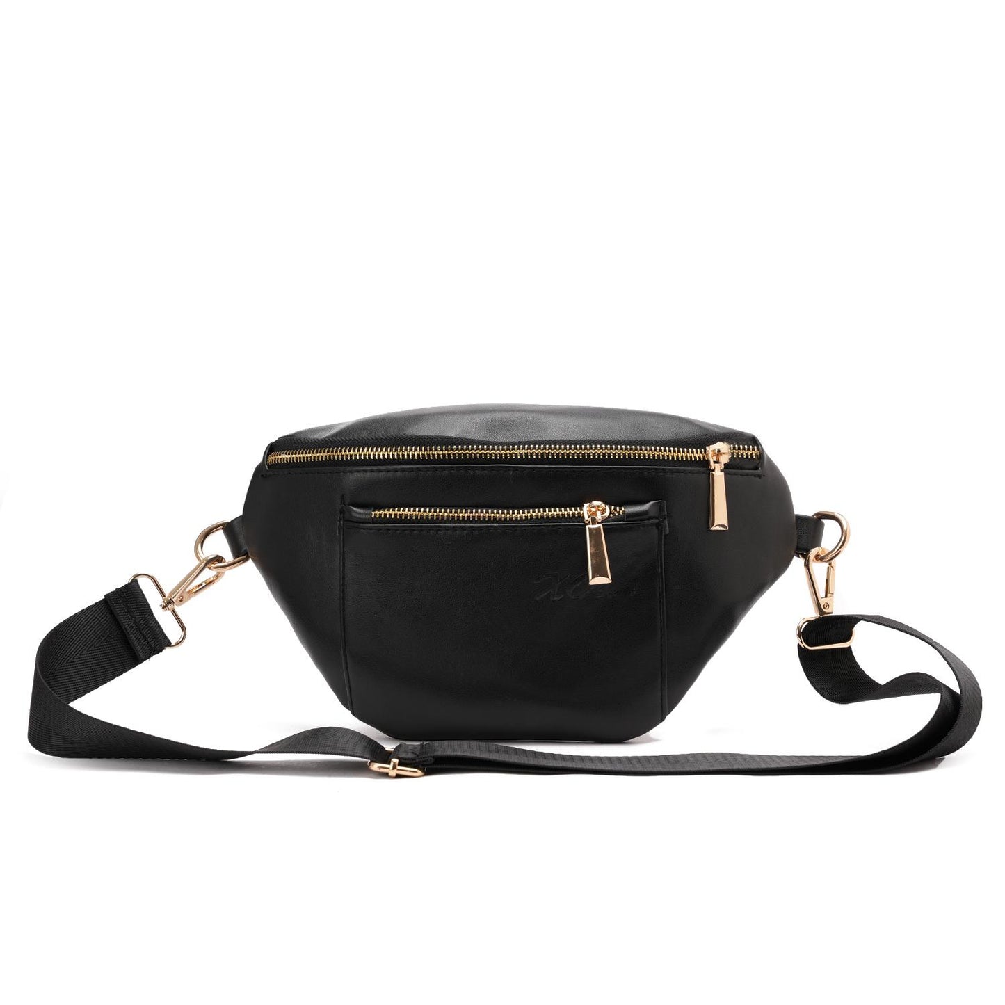 Black Leather Fanny Bag