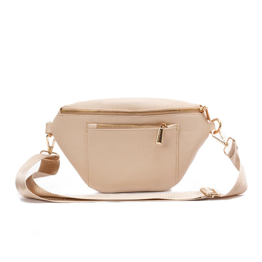 Beige Fanny Bag with Gold Hardware