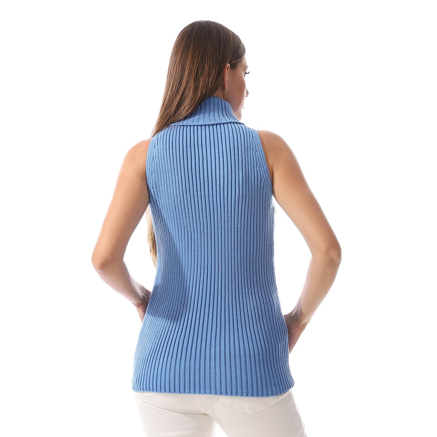 Sleeveless Wool Pullover With Crew Neck