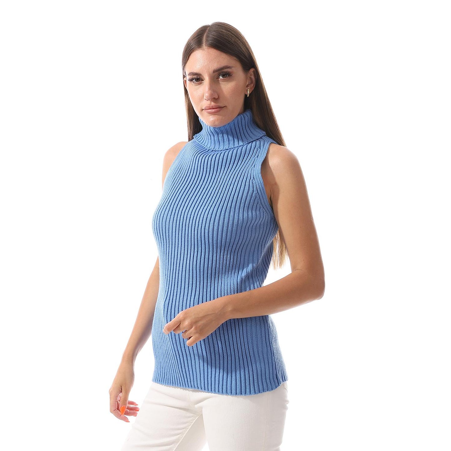 Sleeveless Wool Pullover With Crew Neck