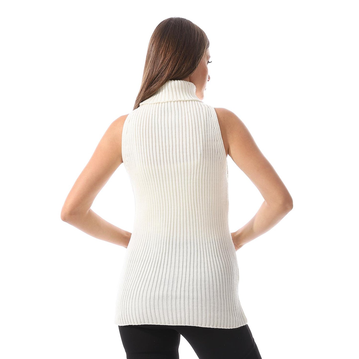 Sleeveless wool pullover with crew neck