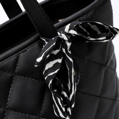 Black Quilted Tote Bag