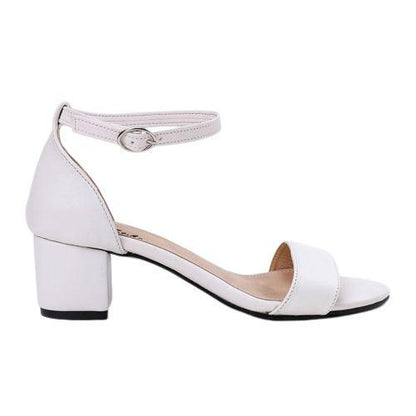 Leather Solid Sandals - White